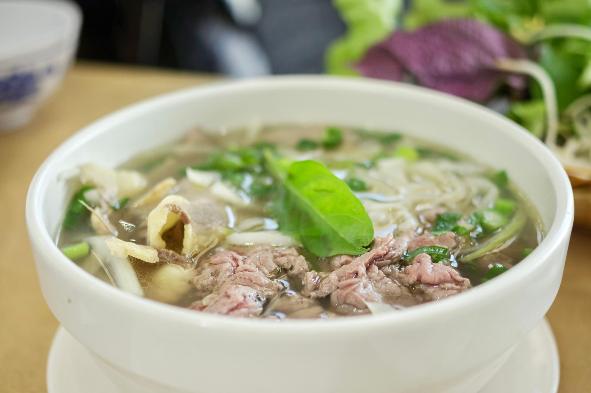 A bowl of beef pho at a Vietnamese restaurant in Sydney